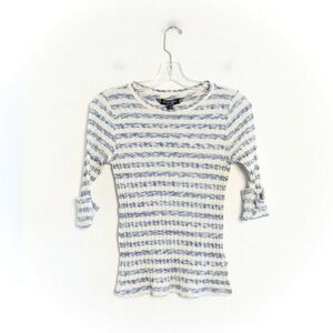 NWT Principles Ben de Lisi striped off-white blue horizontal knit top nautical